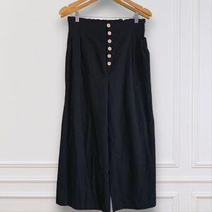 tgla Black Wide Linen Linen Pants